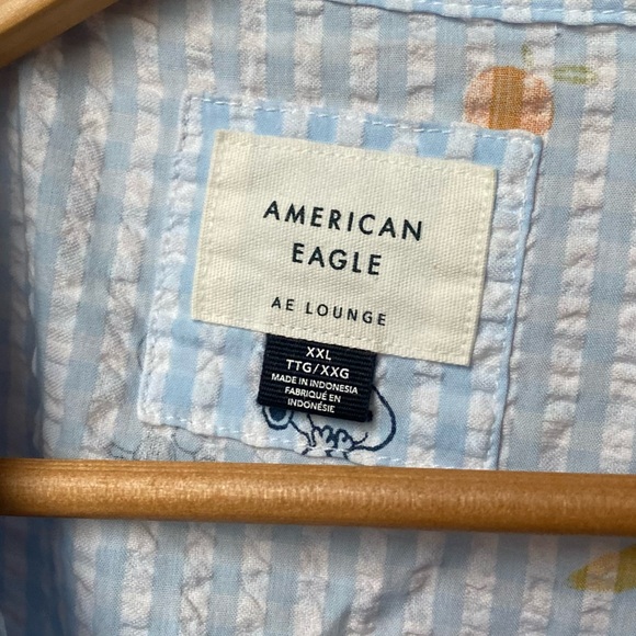 Peanuts x AE Snoopy Fruit Seersucker PJ Set XXL Blue Gingham Short Sleeve/Shorts - Picture 6 of 12